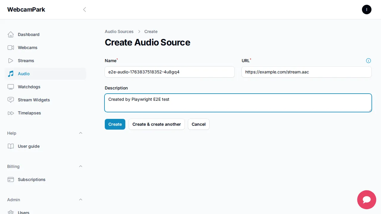Create audio source